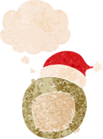 cute cartoon christmas bear and thought bubble in retro textured style png