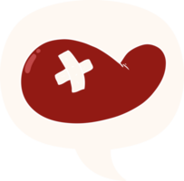 cartoon injured gall bladder and speech bubble in retro style png