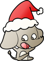 cute gradient cartoon of a elephant wearing santa hat png