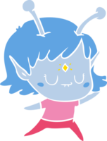 fille extraterrestre de dessin animé de style plat couleur png