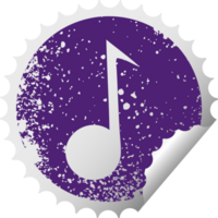 símbolo de adesivo de peeling circular angustiado nota musical png