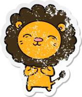 distressed sticker of a cartoon lion png