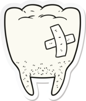 sticker of a cartoon bad tooth png