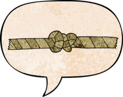 cartoon knotted rope and speech bubble in retro texture style png