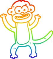 rainbow gradient line drawing cartoon monkey png