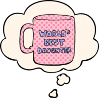 worlds best daughter mug and thought bubble in comic book style png