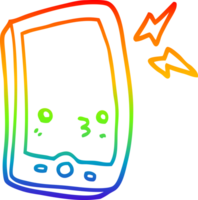 rainbow gradient line drawing cartoon mobile phone png