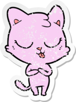 distressed sticker of a cartoon cat png