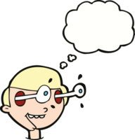 cartoon excited boy's face with thought bubble png
