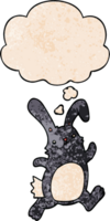 cartoon rabbit running and thought bubble in grunge texture pattern style png