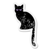 etiqueta engomada del grunge del gato negro png