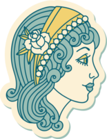 tattoo style sticker of a gypsy head png