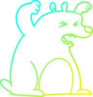 orso ruggente del fumetto del disegno della linea a gradiente freddo png