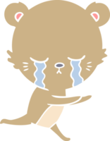 orso di cartone animato in stile colore piatto che piange png