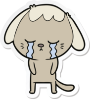 sticker of a cute puppy crying cartoon png