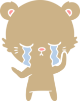 crying flat color style cartoon bear png