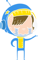 flat color style cartoon crying astronaut girl png