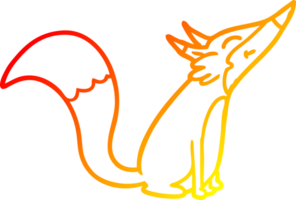 warm gradient line drawing cartoon arctic fox png