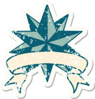 grunge sticker with banner of a star png