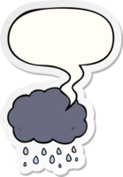 cartoon cloud raining and speech bubble sticker png