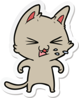 sticker of a cartoon cat hissing png