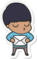 sticker of a cartoon calm boy png