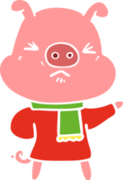 flat color style cartoon angry pig png