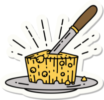 sticker of tattoo style plate of cheese png