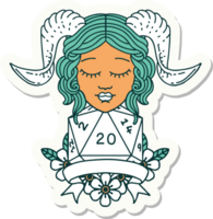 tiefling with natural 20 D20 roll sticker png