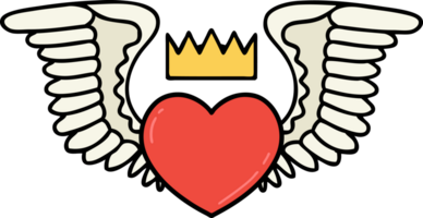 traditionell tatuering av en hjärta med vingar png