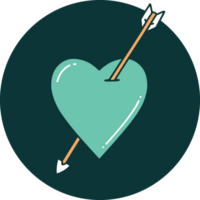 tattoo style icon of an arrow and heart png