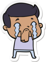 sticker of a cartoon man crying png