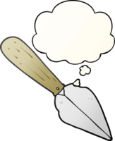 cartoon garden trowel and thought bubble in smooth gradient style png