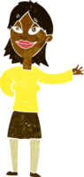 mulher de desenho animado gesticulando para mostrar algo png