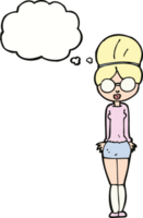 cartoon librarian woman with thought bubble png