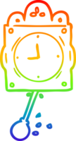 rainbow gradient line drawing ticking clock with pendulum png