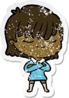 distressed sticker of a cartoon woman png