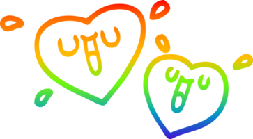 rainbow gradient line drawing happy cartoon hearts png