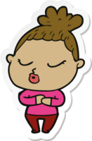 sticker of a cartoon calm woman png