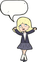 cartoon unhappy girl with speech bubble png