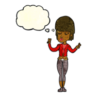 cartoon cool girl with thought bubble png