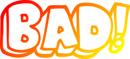 warm gradient line drawing cartoon word bad png