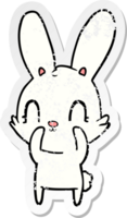 autocollant en détresse d'un lapin de dessin animé mignon png