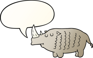 cartoon rhinoceros and speech bubble in smooth gradient style png