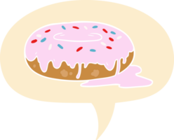 cartoon donut and speech bubble in retro style png