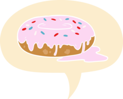 donut de dibujos animados y bocadillo de diálogo en estilo retro png