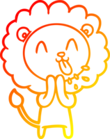 ligne de gradient chaud dessinant un lion de dessin animé heureux png
