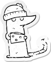 pegatina angustiada de un ladrón de ratones de dibujos animados con queso png