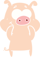 happy flat color style cartoon pig png