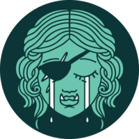 crying half orc rogue character face icon png